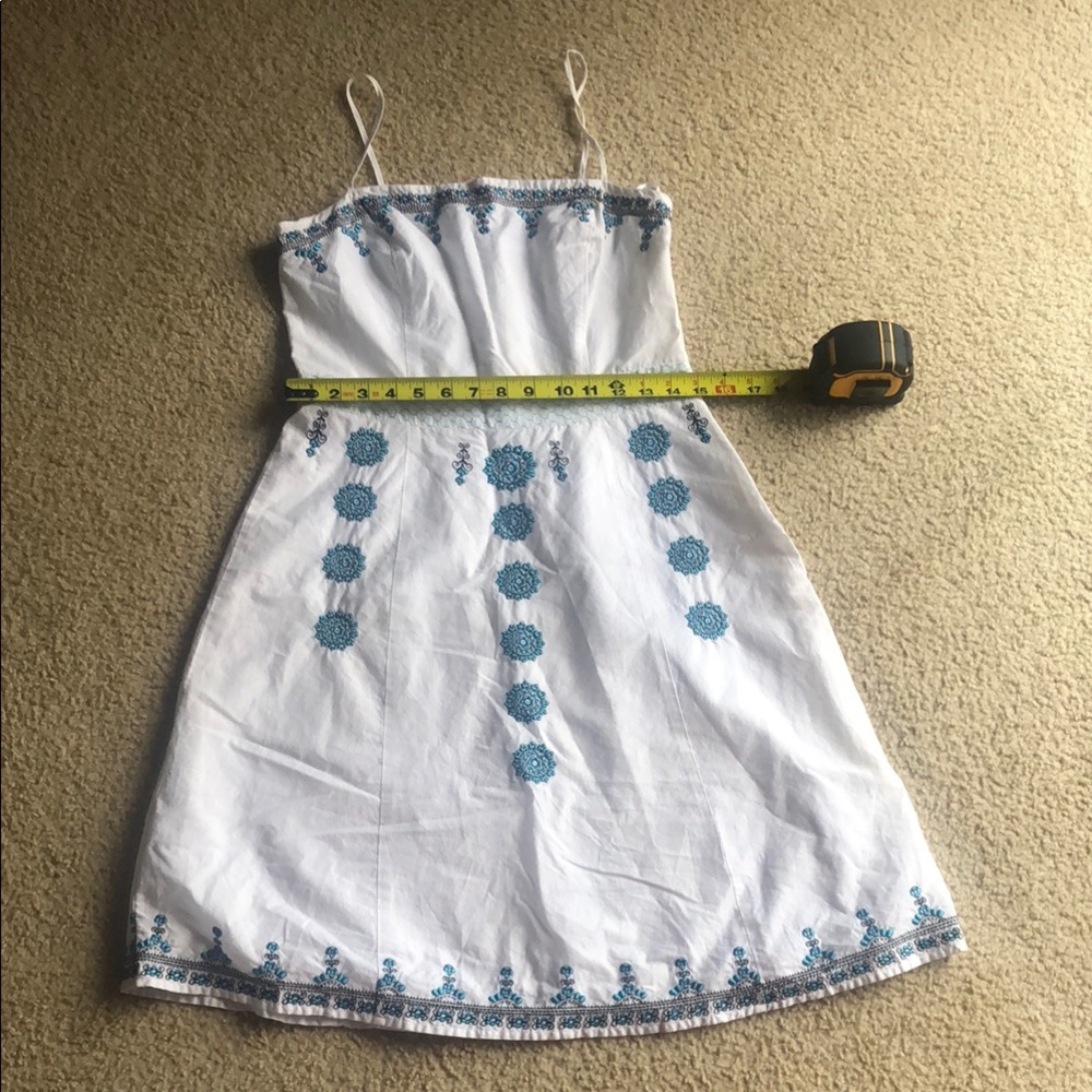 White and Blue Sleeveless Spaghetti Strap Sundress